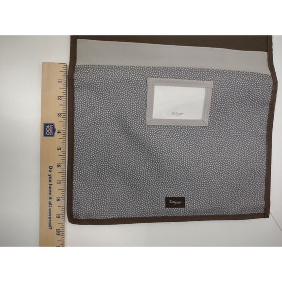 Thirty One Brown Canvas Polka Dot Hanging Wall Organizer 6 Pouches Classroom - Picture 6 of 10